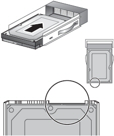 Align hard drive in mounting bracket